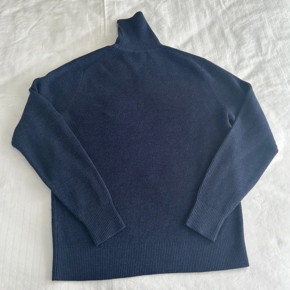 Todd Snyder Sweater Italian Merino Wool Retro Turtle Neck Navy Blue Men's Medium